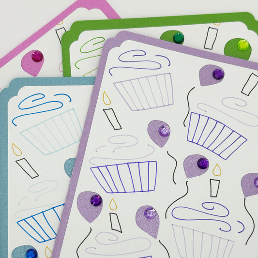 Cupcake Birthday Cards (4 Pack)