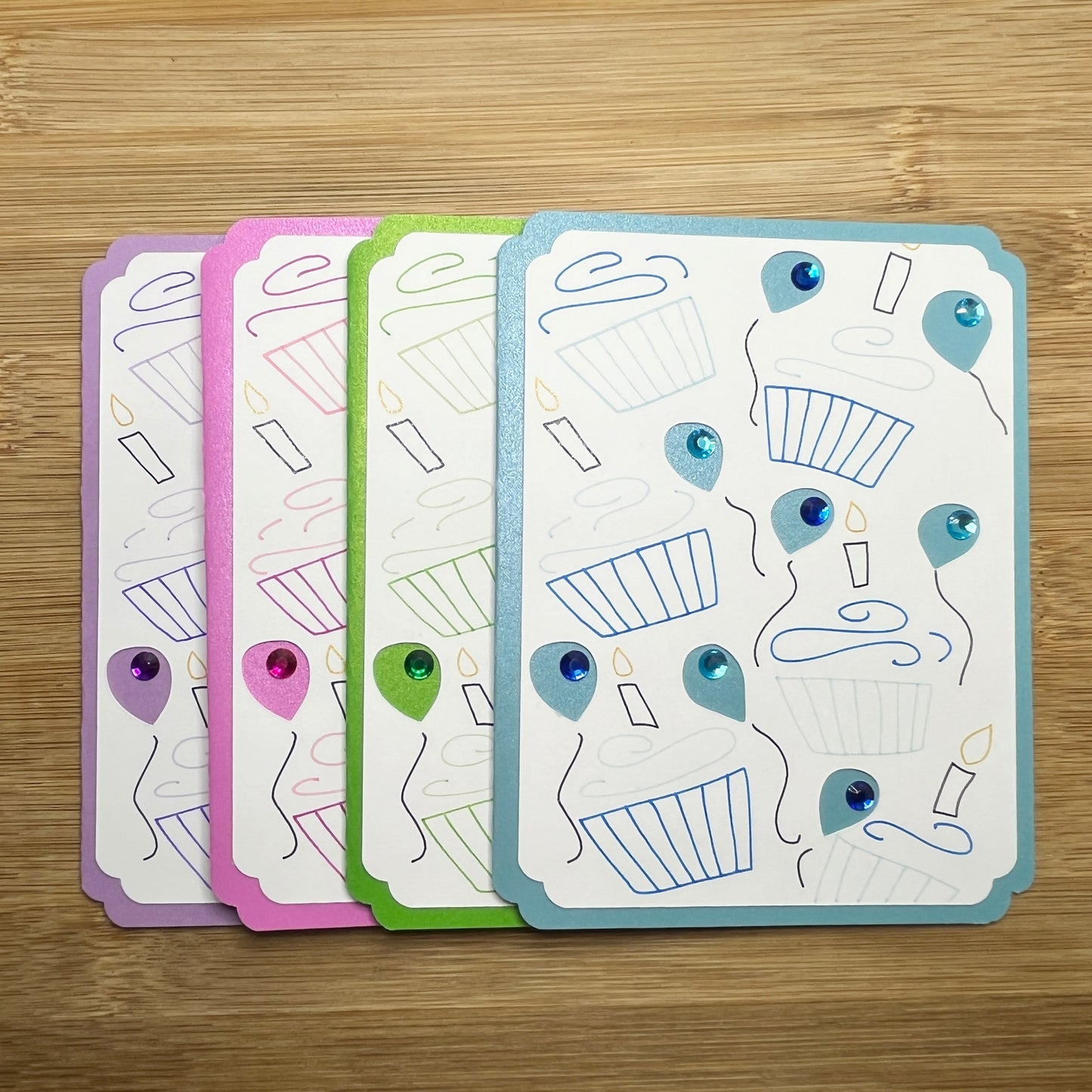 Cupcake Birthday Cards (4 Pack)