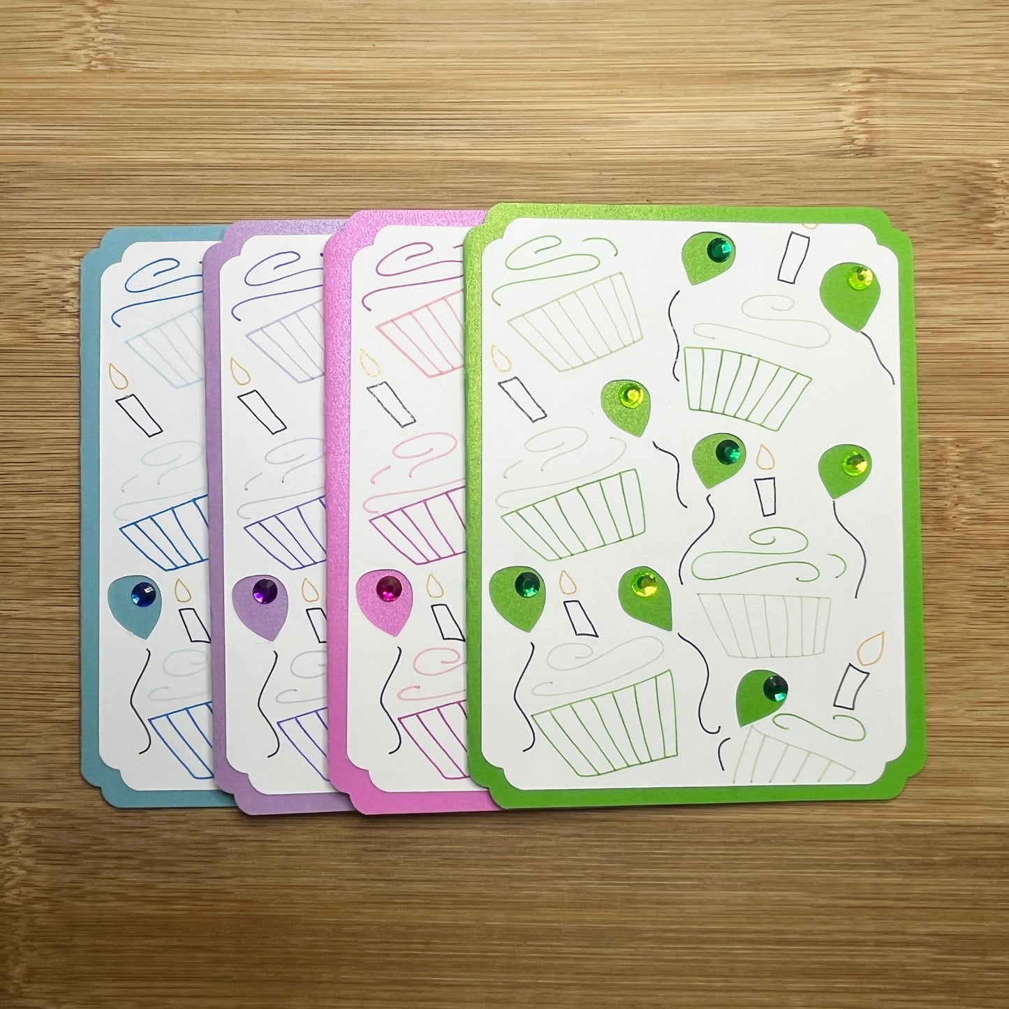 Cupcake Birthday Cards (4 Pack)